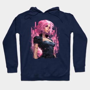 Cyberpunk Anime Girl T-Shirt,  Futuristic Techwear Aesthetic, Kawaii Manga Shirt, Japanese Streetwear, Japanese Harajuku Clothing Hoodie